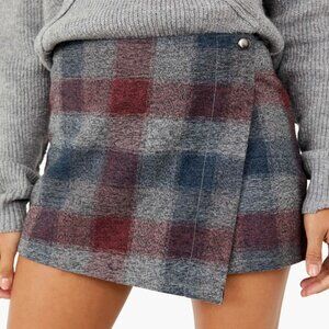 Free People Emmy Tweed Wrap Skort in Plaid